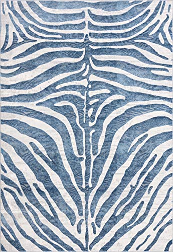 Abani Nova Collection Modern Blue & Grey Zebra Print 7'9" Xx 10'2" Area Rug Rugs Contemporary Style Animal Pattern Rug #TOP1