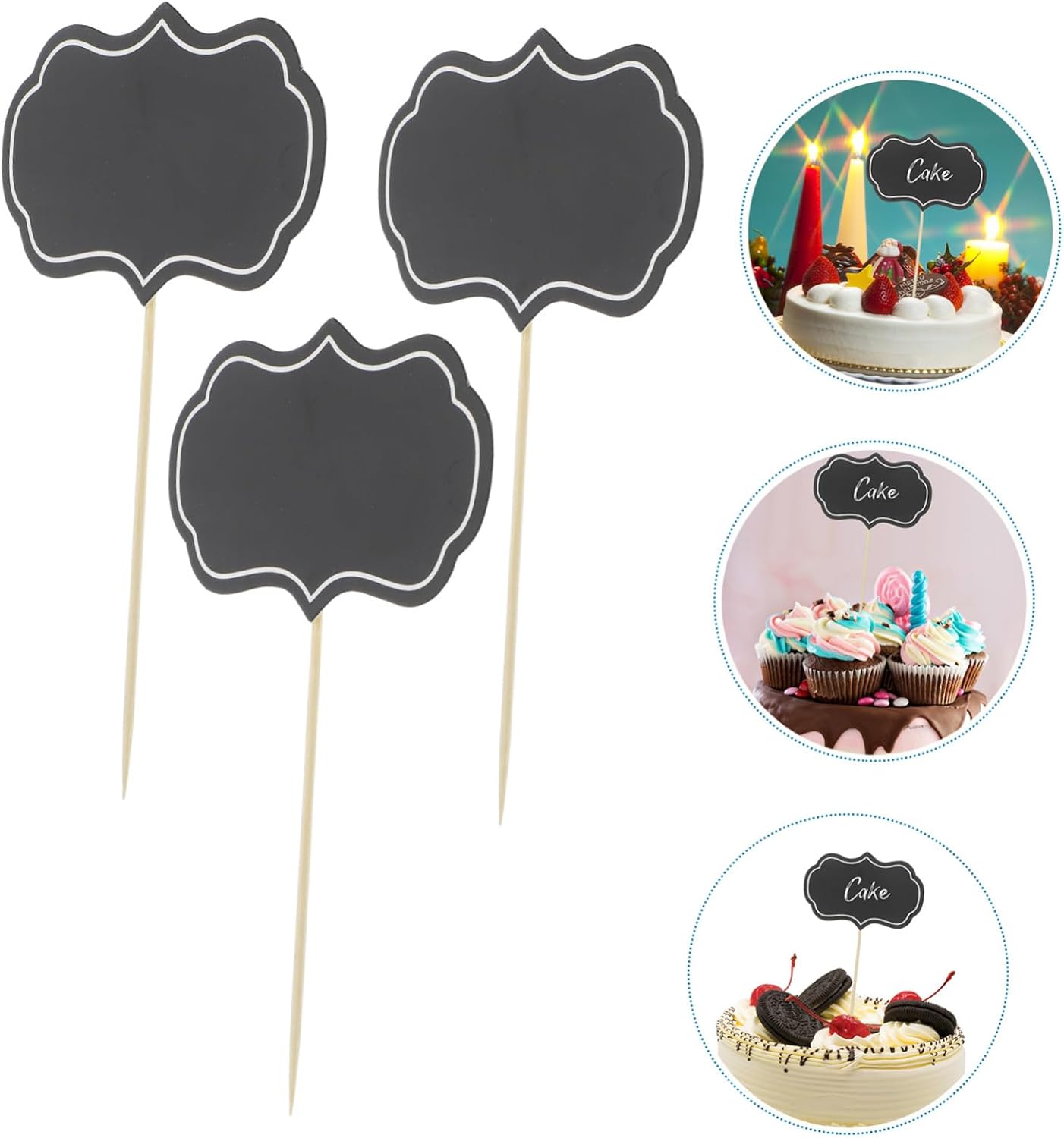 Chalkboard Cupcake Picks 50pcs Paper Bamboo Writable Food Markers