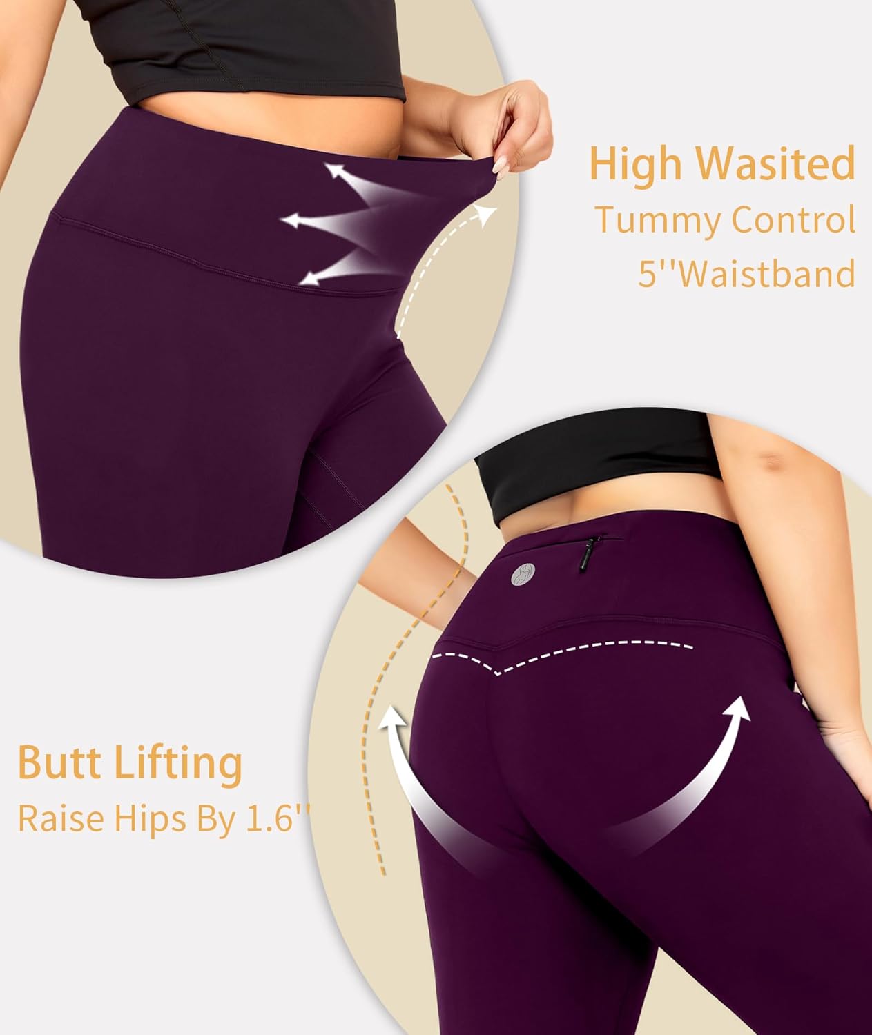 LALAGEN Womens Plus Size Fleece Lined Leggings Water Resistant Thermal Winter Warm High Waisted Workout Pants with Pockets - Image 5