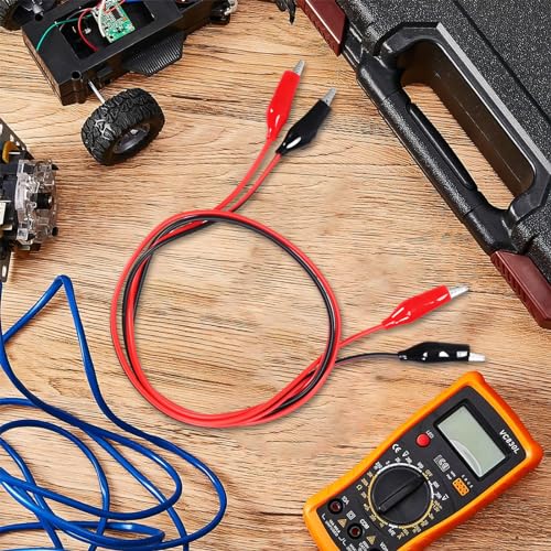 Image of DIANN 8 Groups Alligator Clips Electrical 1M Insulated Test Leads with Alligator Clips Stamping Double-Ended Jumper Wires for Electrical Testing Circuit Connection Experiment (Red & Black)