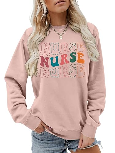 FASHGL Women Nurse Sweatshirt Registered Nurse Pullover Shirts Nurse Life