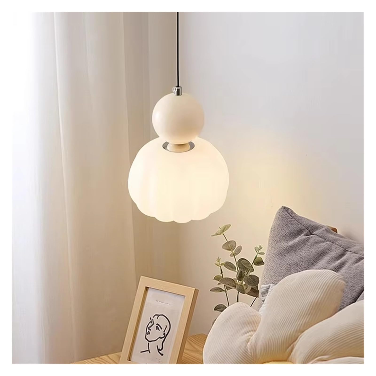 WAQIDCXBOA Nordic Cream Wind Pendant Lights Dining Room Chandelier Bedroom Bedside Light Kitchen Island Home Decor Creative LED Hanging