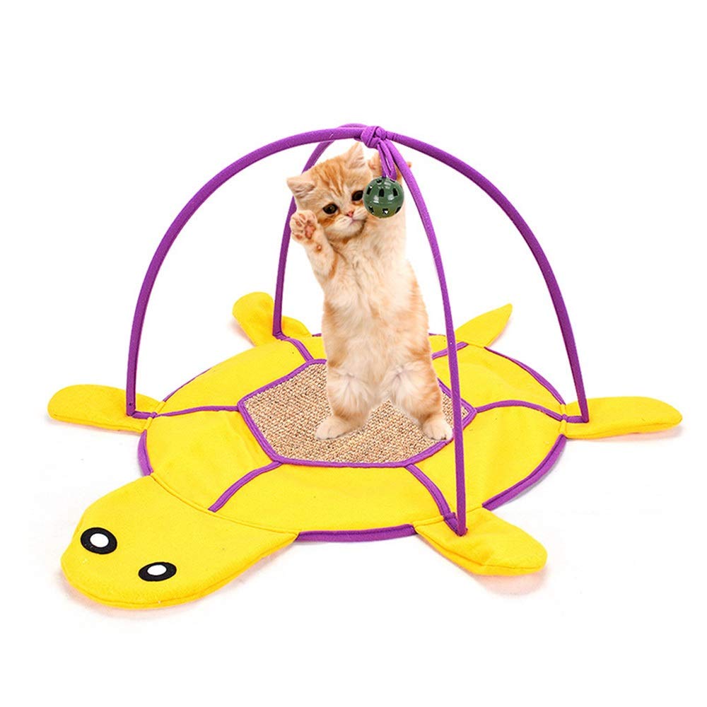 Chenzinan Forma Tortuga de Dibujos Animados cojín de sisal Gato de Juguete for Mascotas Garras retráctiles con Bell Gato Bolas de los Asientos de la litera (Color : Yellow, Size : 82 * 67 * 35cm)
