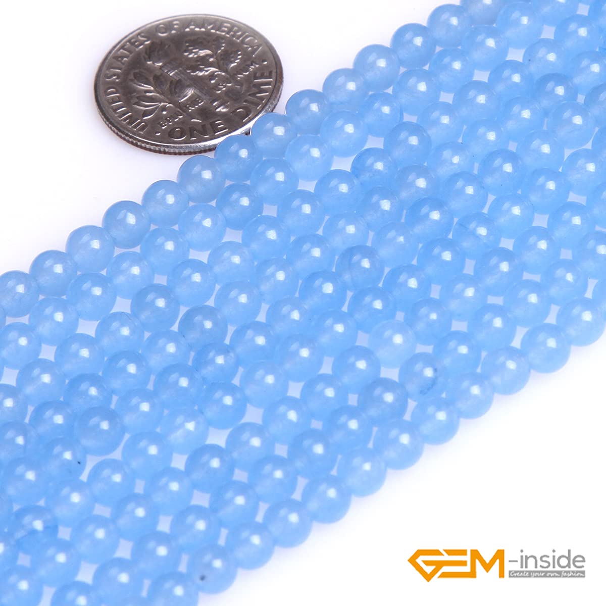 Gem-Inside - Perline rotonde sfaccettate in ematite blu metallizzata, 4