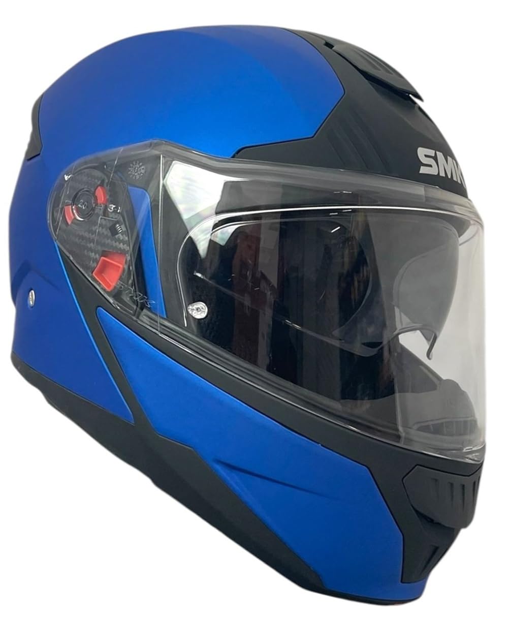 SMK Helmets Casco Modular Modelo GULLWING Azul Mate (MA500) Totalmente Homologado 22.06 (M 57/58)
