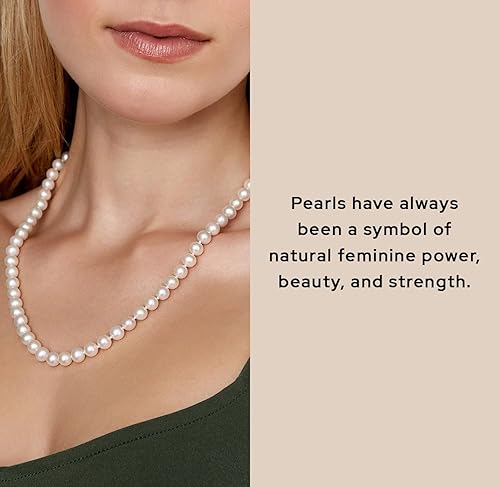 Miniatura 3 de The Pearl Source Akoya - Collar de perlas japonesas blancas para mujer, collar de perlas de oro de 14 quilates, collar de perlas de 18 pulgadas de