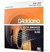 Vista 13 de D'Addario Cuerdas para guitarra acústica, bronce 80/20, EJ10-3D, calibre extra ligero 10-47, juego de 6 cuerdas, paquete de 3