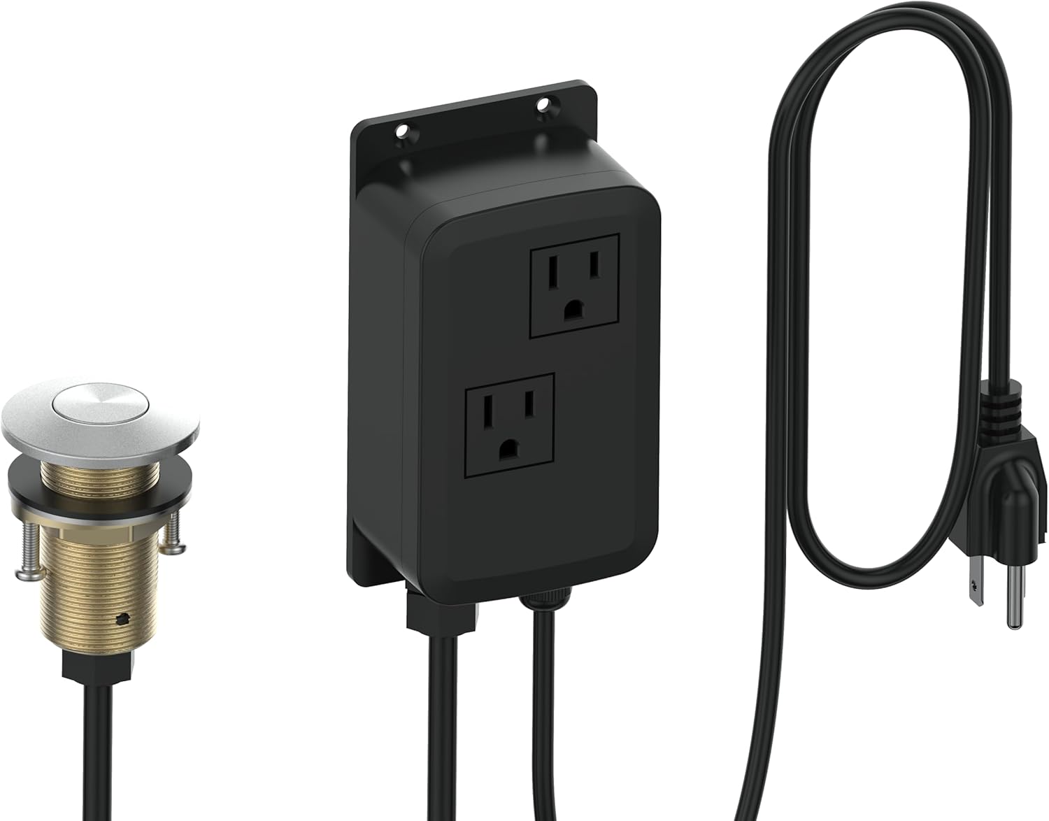 Sink Top Air Switch Kit Air Button for Garbage Disposal with Alumimum Alloy Power Module (Square, Matte Black)