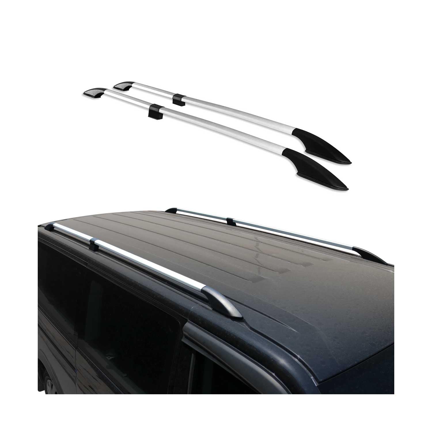 OMAC Roof Rack Side Rails for Mercedes Metris 2016-2024 MWB Aluminium Silver 2Pcs