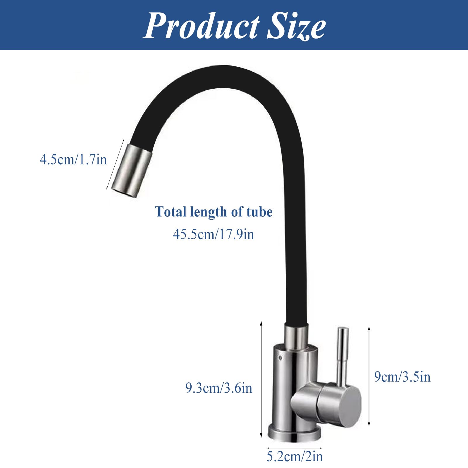 Grifo flexible para cocina, color negro, grifo de cocina de 360°, con caño flexible, de alta presión, grifo de cocina flexible, de acero inoxidable (cepillado)