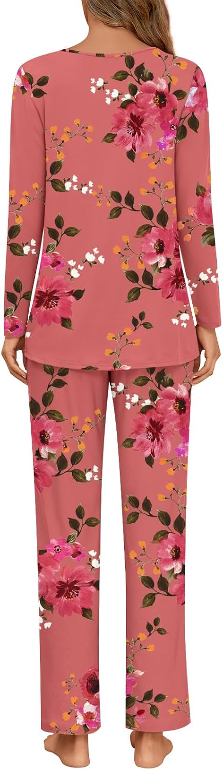 Anymeet Womens Pajama Set Long Sleeve 2 Piece Fall Ladies Sleepwear Soft Lounge Sets Comfy PJs With Pockets - Image 4