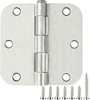 TDCHINGES 30 Pack 3.5 Inch Brushed Nickel Rounded Door Hinges 5/8" Radius Iron Interior Hinges for Bedroom Bathroom Residential Doors