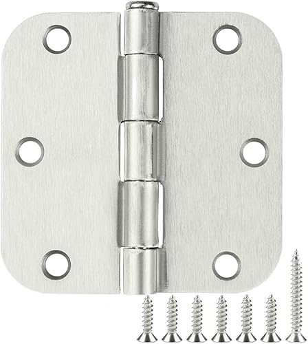 Miniatura 5 de Paquete de 5 bisagras de puerta de níquel satinado de 3.5 x 3.5 pulgadas, bisagras de puerta interiores de 3 12 pulgadas para puertas, esquinas