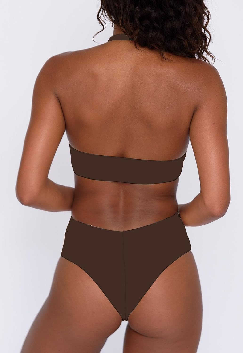 Women's Sexy High Leg Triangle Halter Bikini Set Padded Cup Bikini Cheeky Swimsuit V Cut Thong Bathing Suit - Image 6