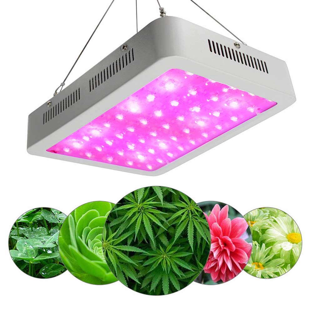 Lampara de cultivo led 600W, Panel de cultivo ajustable de espectro completo para plantas de interior, Lámpara de cultivo de chips dobles para plantas de interior Veg y Flower (60Pcs LED)