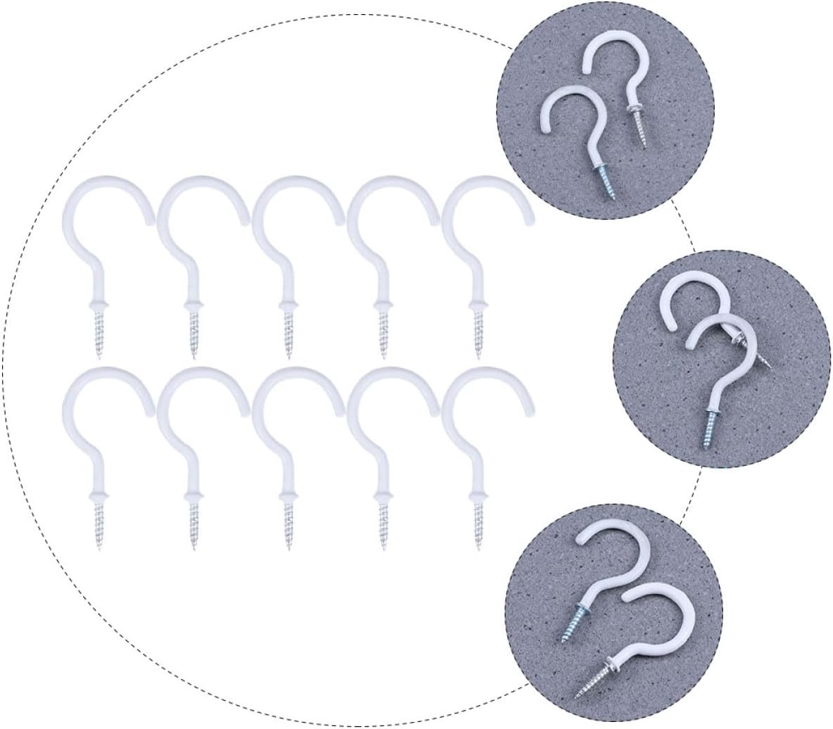 20pcs Heavy Duty Stainless Steel Screw Hooks Vinyl Coated Screw-in Ceiling Hooks for Hanging Plants, Cups, and Decorations Indoor Outdoor Use