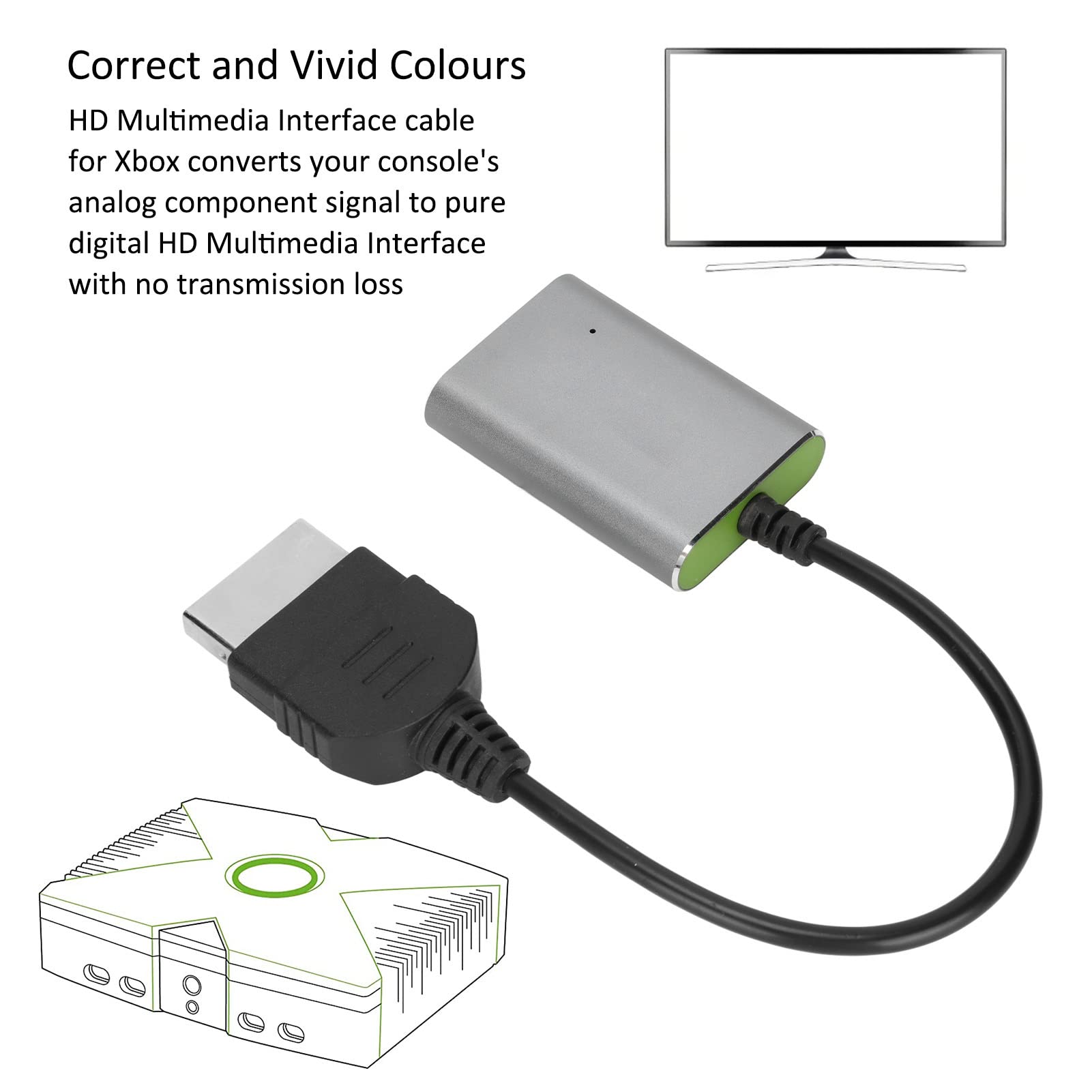 Xbox to HDMI Converter - HD Multimedia Interface Adapter, Plug and Play Kabel, Unterstützt Original Ausgangsauflösungen
