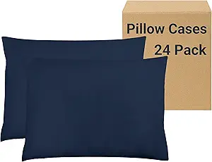 ZPECC Pillow Cases Bulk 24 Pack - King Pillowcases with Envelope Closure, Soft Brushed Microfiber Pillow Cover for Hotel Airb&bs Hospital Bedding Essential, Navy