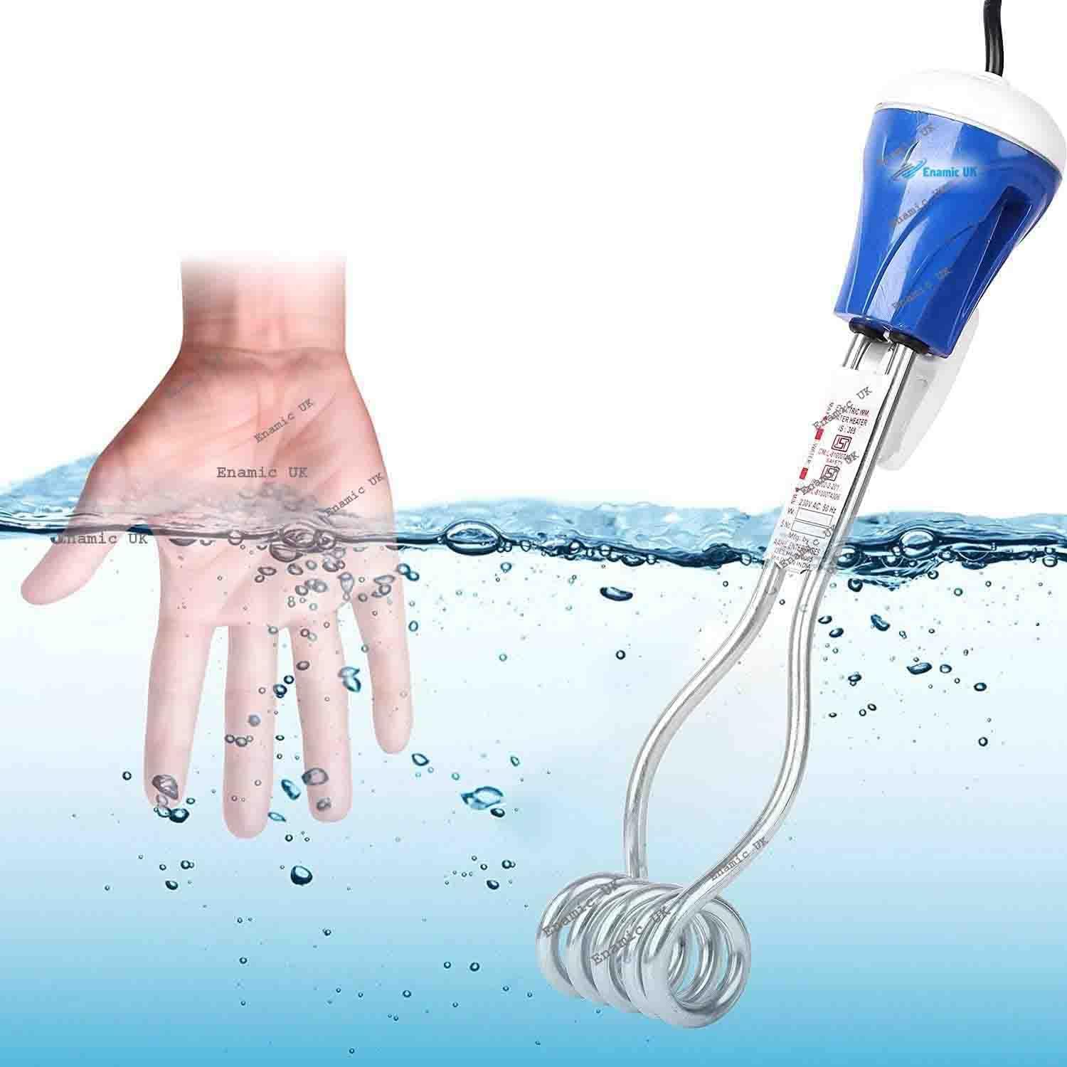 Enamic UK Electric Water Heater Immersion Shockproof Waterproof 2000 W IS 302-2-201 Approved Model - Blue || Make in India || ZX@101