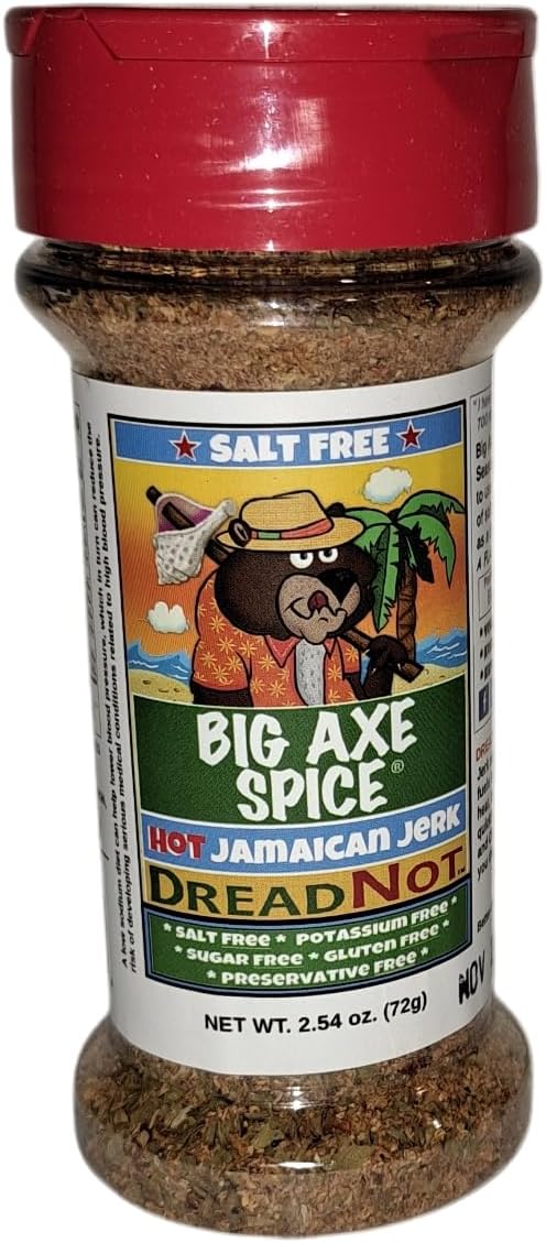 Big Axe Spice DREADNOT - Jamaican Jerk/Caribbean Seasoning Salt Free, Gluten Free, Sugar Free, Preservative Free - Vegetarian Vegan Paleo Kosher & Halal Friendly