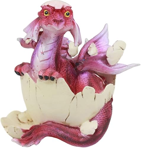 Gifts & Decor Ebros - Figura de dragón rojo desconcertado en huevo de 3.25 pulgadas de alto, diseño de dragón emergente de la estatua del huevo