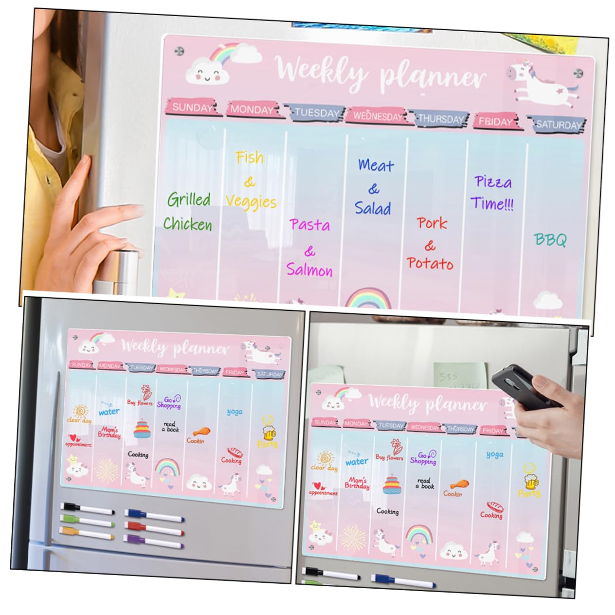 NUOBESTY Magnetische Acryltafel Für Kühlschrank Wochenplanungstafel Durchsichtige Whiteboard Trocken Abwischbar Mit Magneten Für Wand Und Kühlschrank