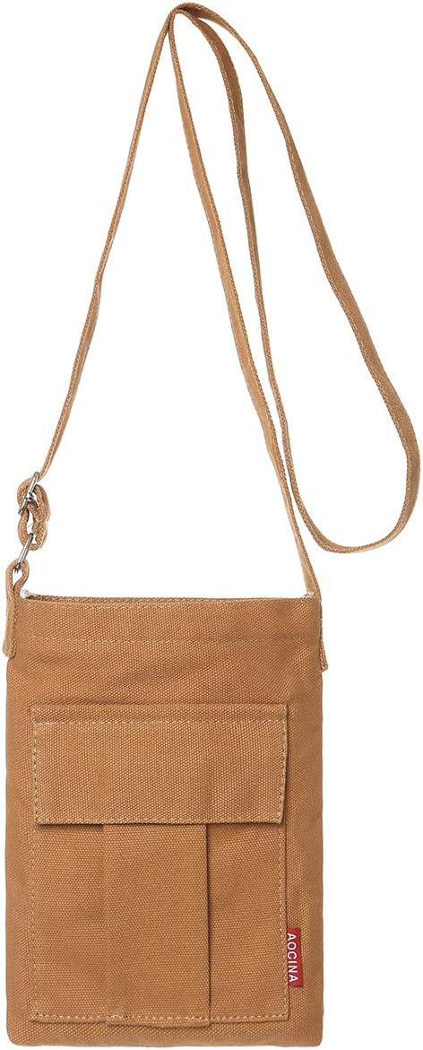 AOCINA Small Crossbody Bags for Women Small Canvas Purses for Teen Girls Lightweight Mini Purse Bag(A-Dark Brown)