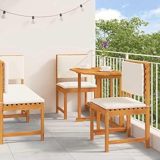 CHARMMA Garden Bistro Set 4 pcs Brown Solid Acacia Wood,Outdoor Furniture Sets, Brown, 87.96kg