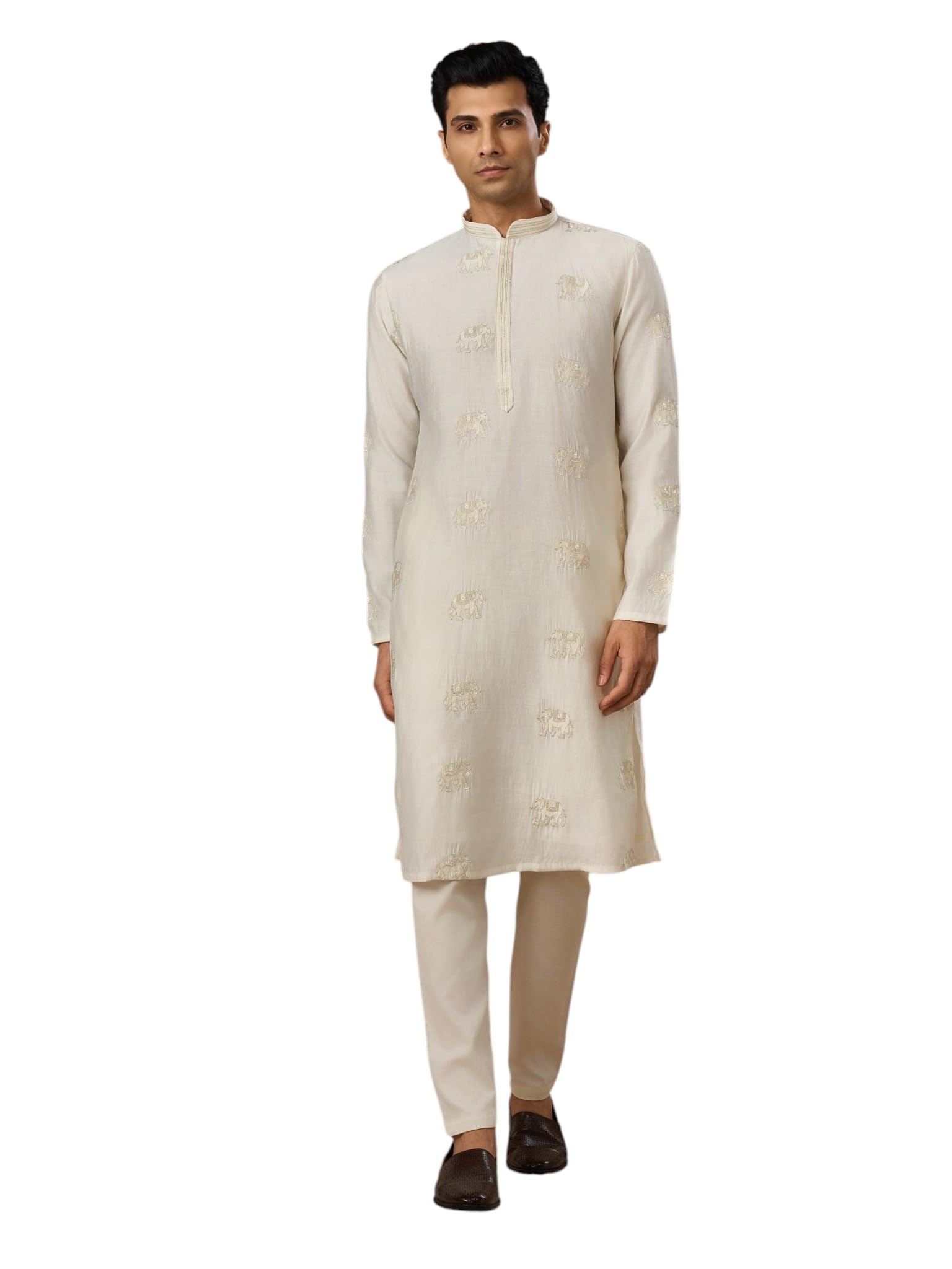 manyavar Men's Embroidered Festive Kurta Pyjama Set (2pcs)-picture-27