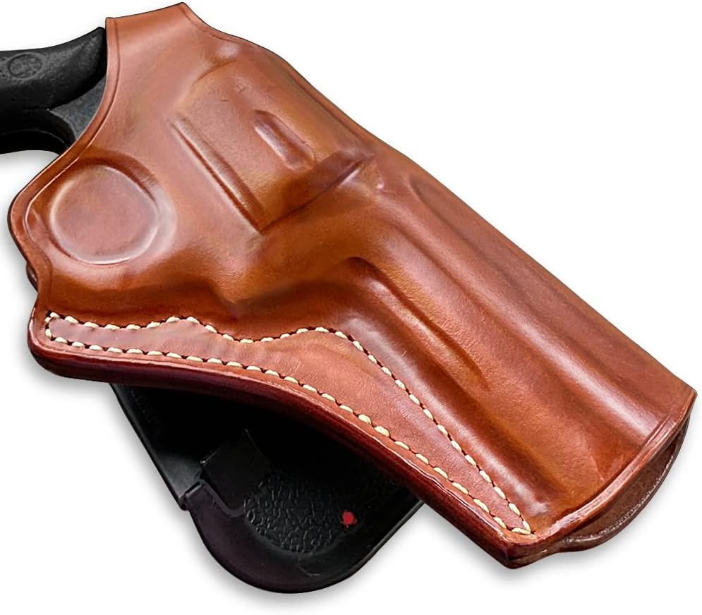 Masc Premium Leather OWB Paddle Holster with Thumb Break, Fits SP-101 3-inch, Right Hand Draw, Brown Color #1034#
