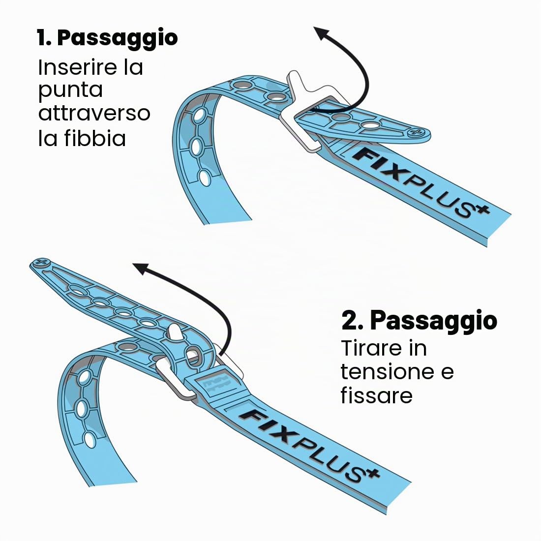Fixplus Strap 4-pack - Lashing strap Per assicurare, fissare, impacchettare e legare, in plastica speciale con fibbia in alluminio 66cm x 2.4cm (verde oliva)