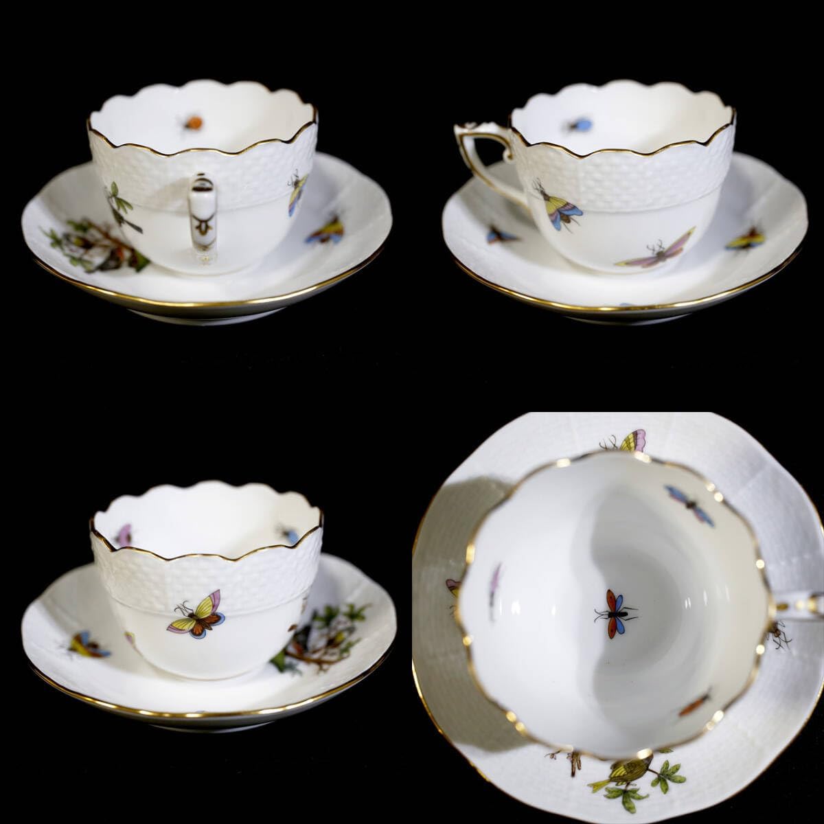 2客ヘレンド ロスチャイルドバード デミタス カップ＆ソーサー ロス