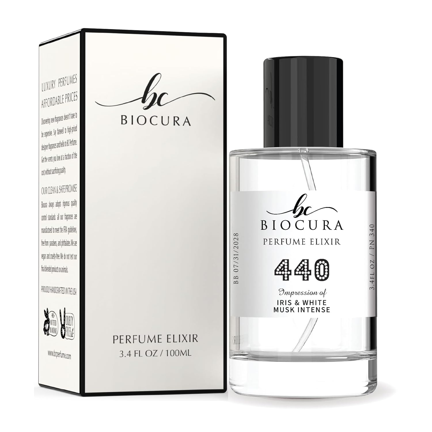 BC Perfume 440 Inspired by Jo M Iris & White Musk Intense For Women Replica Fragrance Dupes Eau de Parfum Spray Bottle 3.4 Fl Oz/100ml-X1
