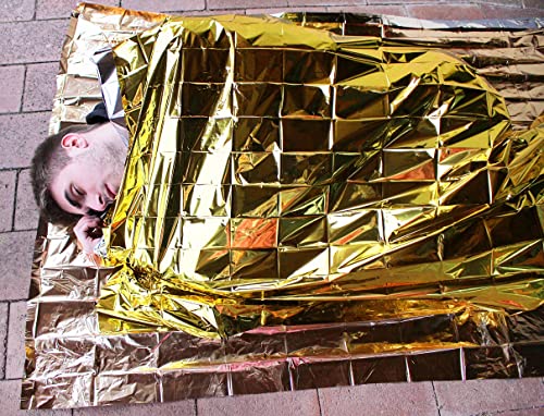 Medi-Inn+ Rettungsdecke Gold Silber | 160 x 210 cm | Notfalldecke für Erste Hilfe | Kälteschutz | Hitzeschutz (10 Stück)