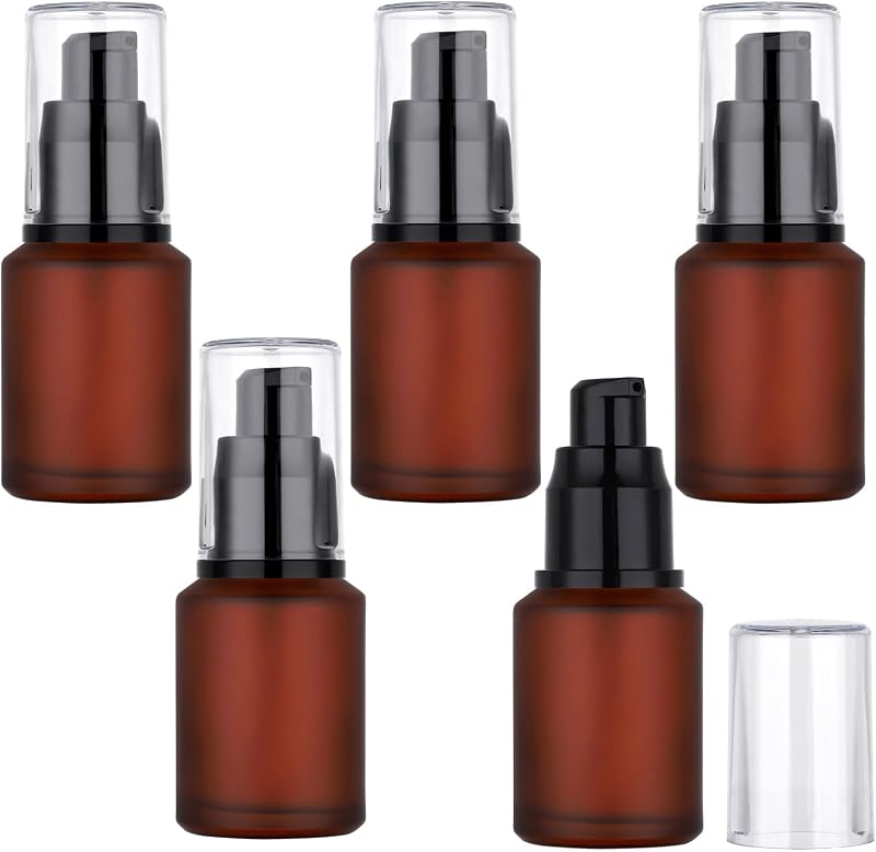 Segbeauty Frascos de Vidro Fosco com Bomba, 30 mL, Vermelhos, 5 Unidades