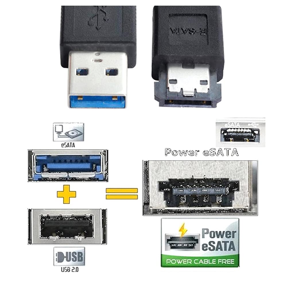 1pcs Power sur ESATA DC 5V Power to USB 3.0 Adaptateur USB3.0 à HDD/SSD/Câble de convertisseur de puissance ESATA 1M