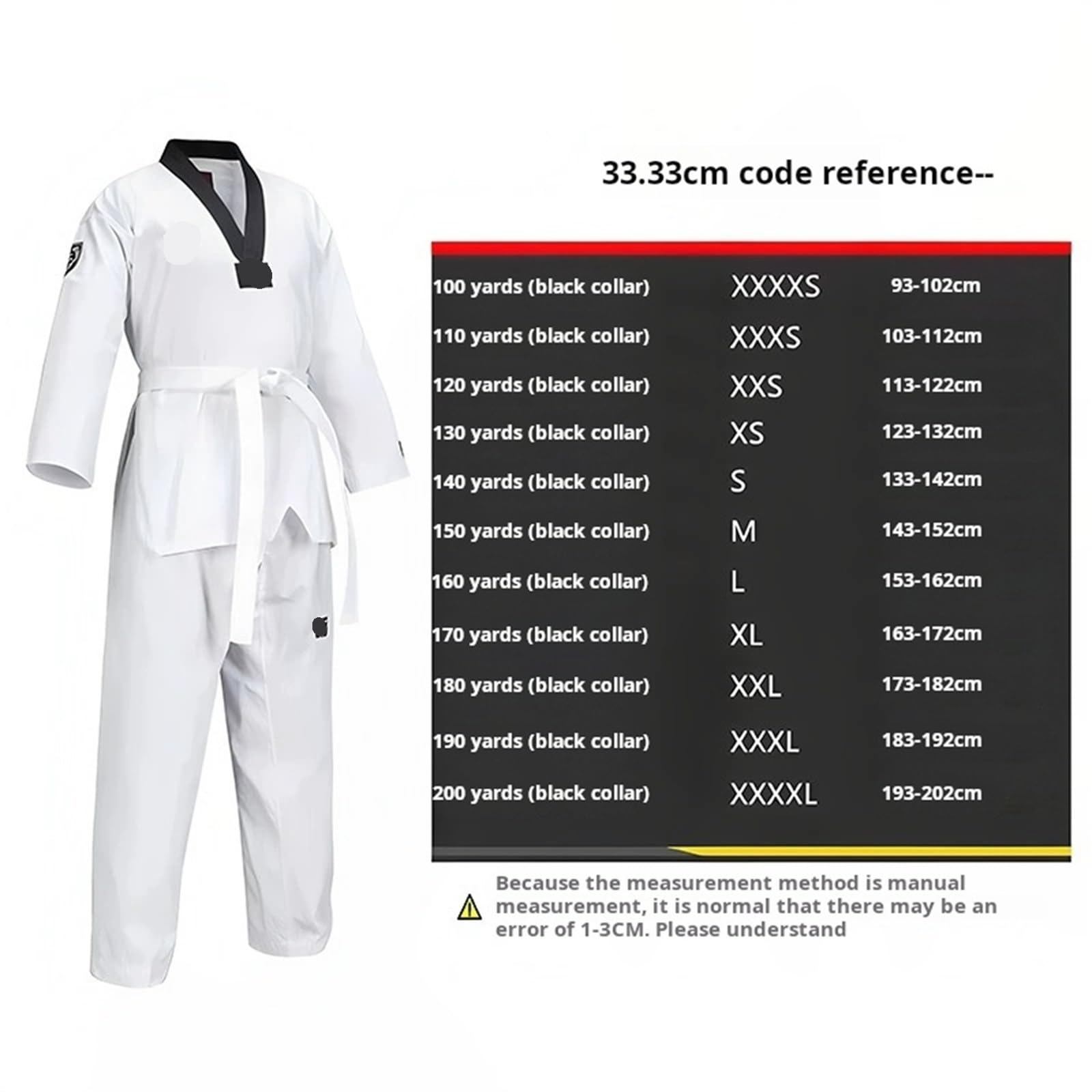 Kimono da Karate Tuta da Allenamento for Uniforme da Taekwondo(Black,180)