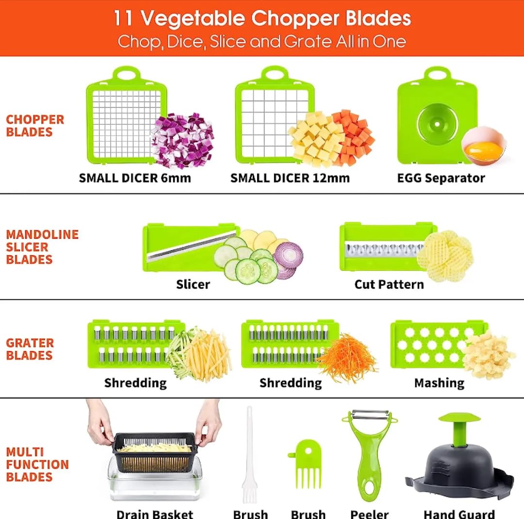 Pro Series 16 en 1 picadora de verduras, picadora de cebolla  con contenedor, trituradora de pepino y frutas, rebanadora, picadora de verduras, artículo de cocina imprescindible para ahorrar 4