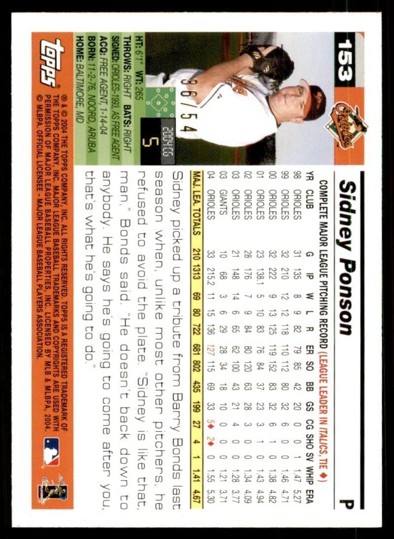 Sidney Ponson Card 2005 Topps #153 - Slabbed Baseball Cards