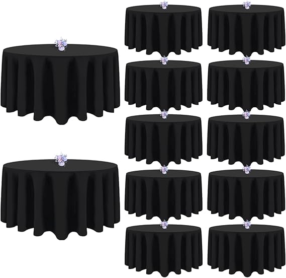 12 Pack Black Round Tablecloths 120 Inch Round Table Cloth
