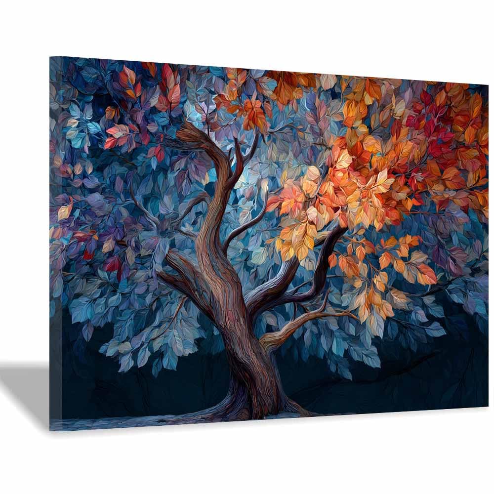 ZAMAEIU The tree of life Coiling trees embrace Canvas Paintings Abstract Tree,Wall Art Poster Modern Room Bedroom Home Decor Geometric Print Patterns(blue)-50x70cm Framed