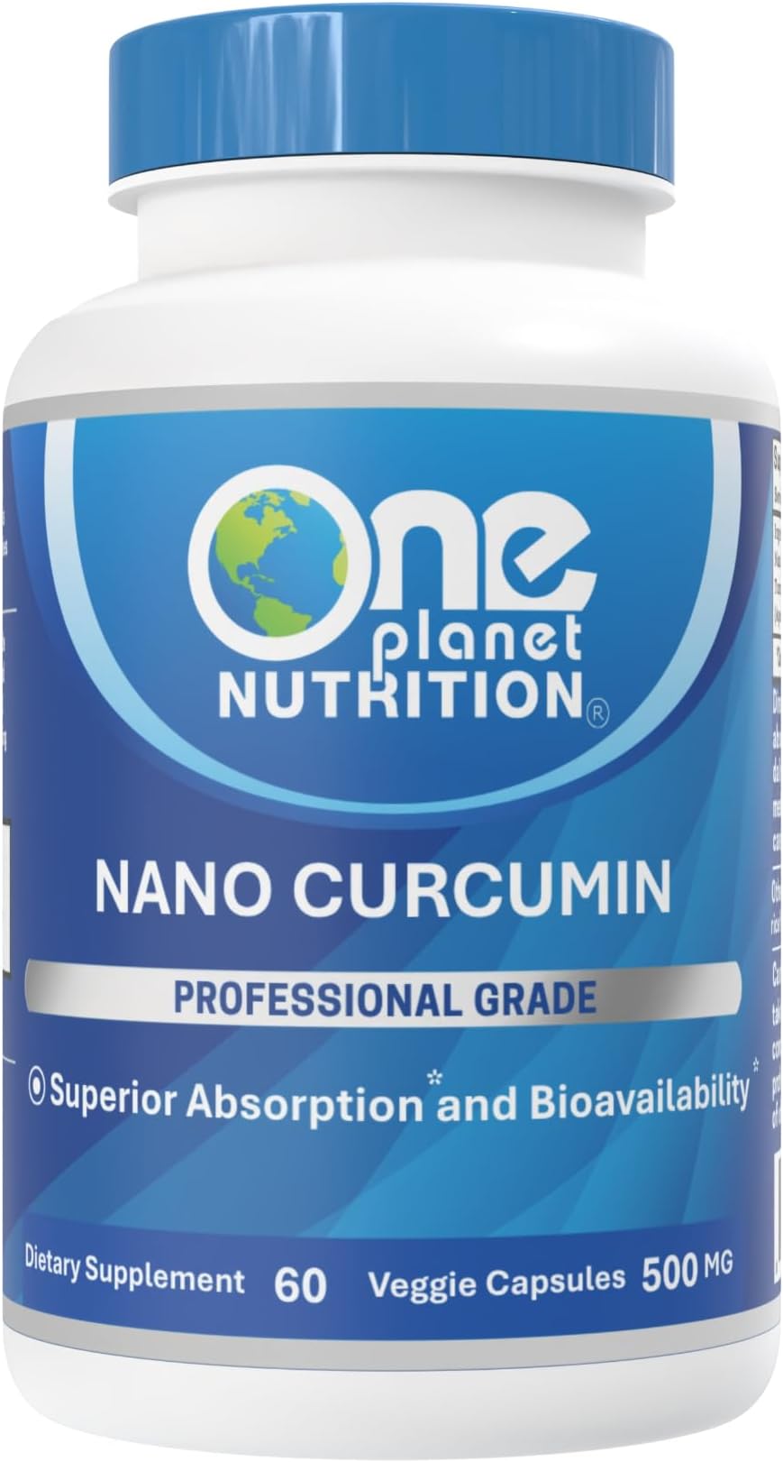 One Planet Nutrition Nano Curcumin 500 mg Veggie Capsules (60 Servings), Nano for High Absorption, Supports Overall Wellness, Non-GMO, Vegan, Gluten-Free