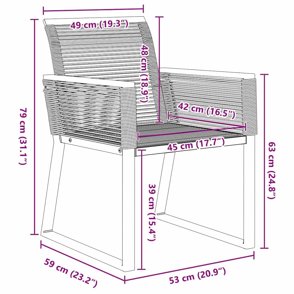 vidaXL Set da Pranzo per Giardino 5 PCS Nero, Set Moderno da Giardino e terrazza, arredo Esterno Resistente ai Raggi UV, Tavolo Anti-maltempo