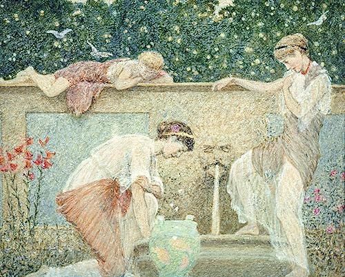 Affiche impression toile la fontaine par un artiste célèbre, peinture murale salon 60x90cm