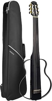 WishMade Fretless Electric Silent Travel Guitar, Classical Nylon String Mahogany Body, Removable Alloy Frame, Headphone Practice Mode