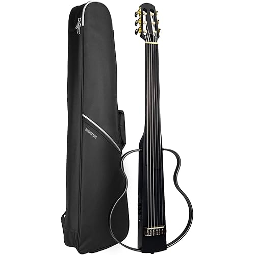 WishMade Fretless Silent Travel Guitar| Electric Classical Guitar Classic Nylon String |Mahogany Body with Removable Frames, Gig Bag