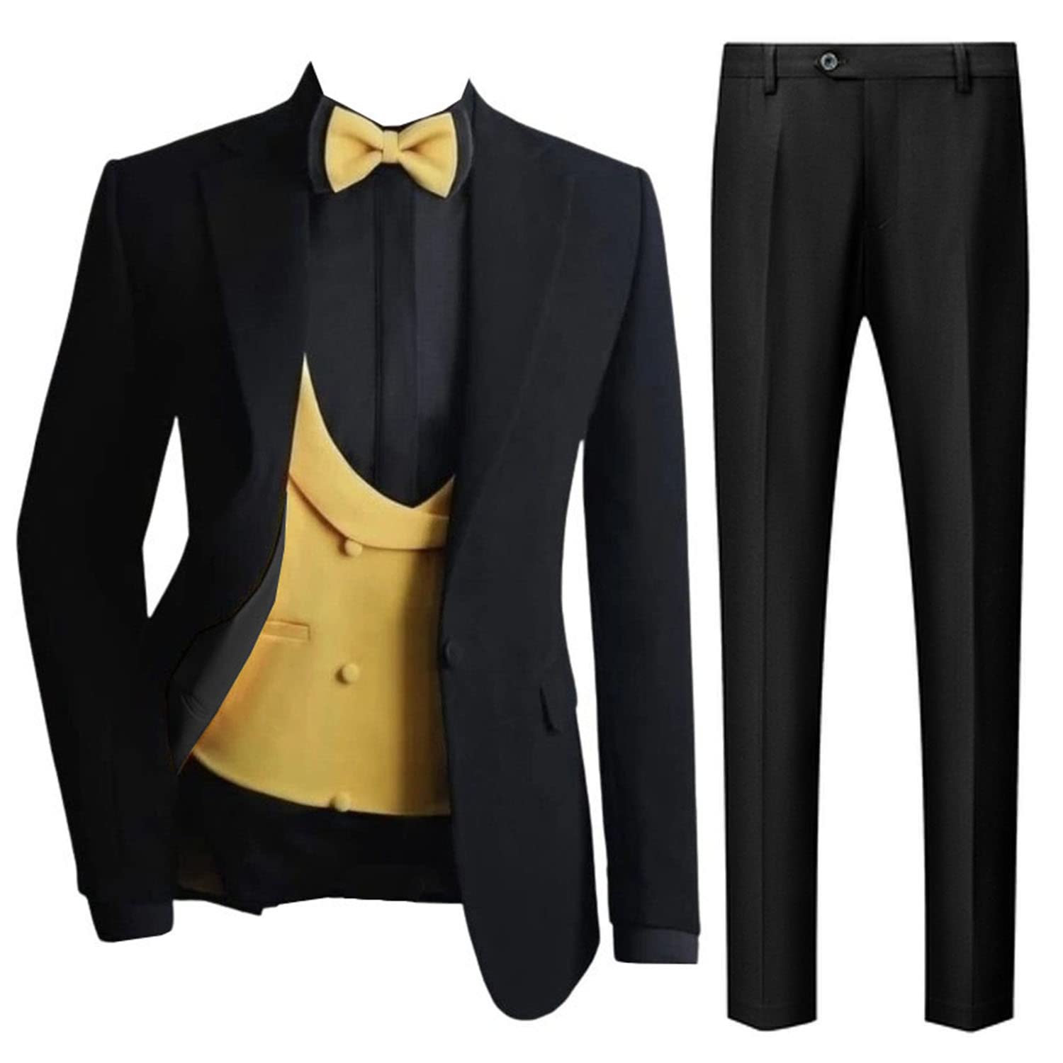 Uomo 3-Pezzo del Vestito Quotidiano Casual Monopetto Pulsante Giacca Pantaloni