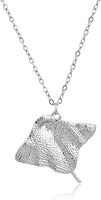 Silver Manta Ray Pendant Adjustable Stackable Chain Charm Statement Thin Necklace for Women and Men