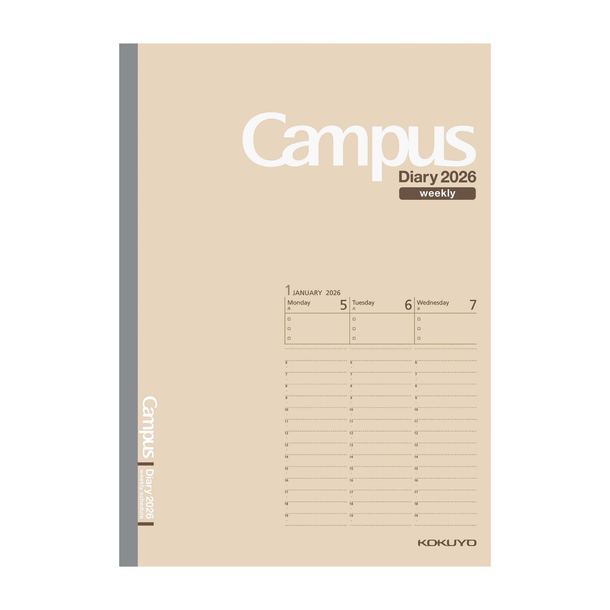 Kokuyo 2026 Campus Diary Weekly Vertical Planner Semi B5 Light Brown Japan