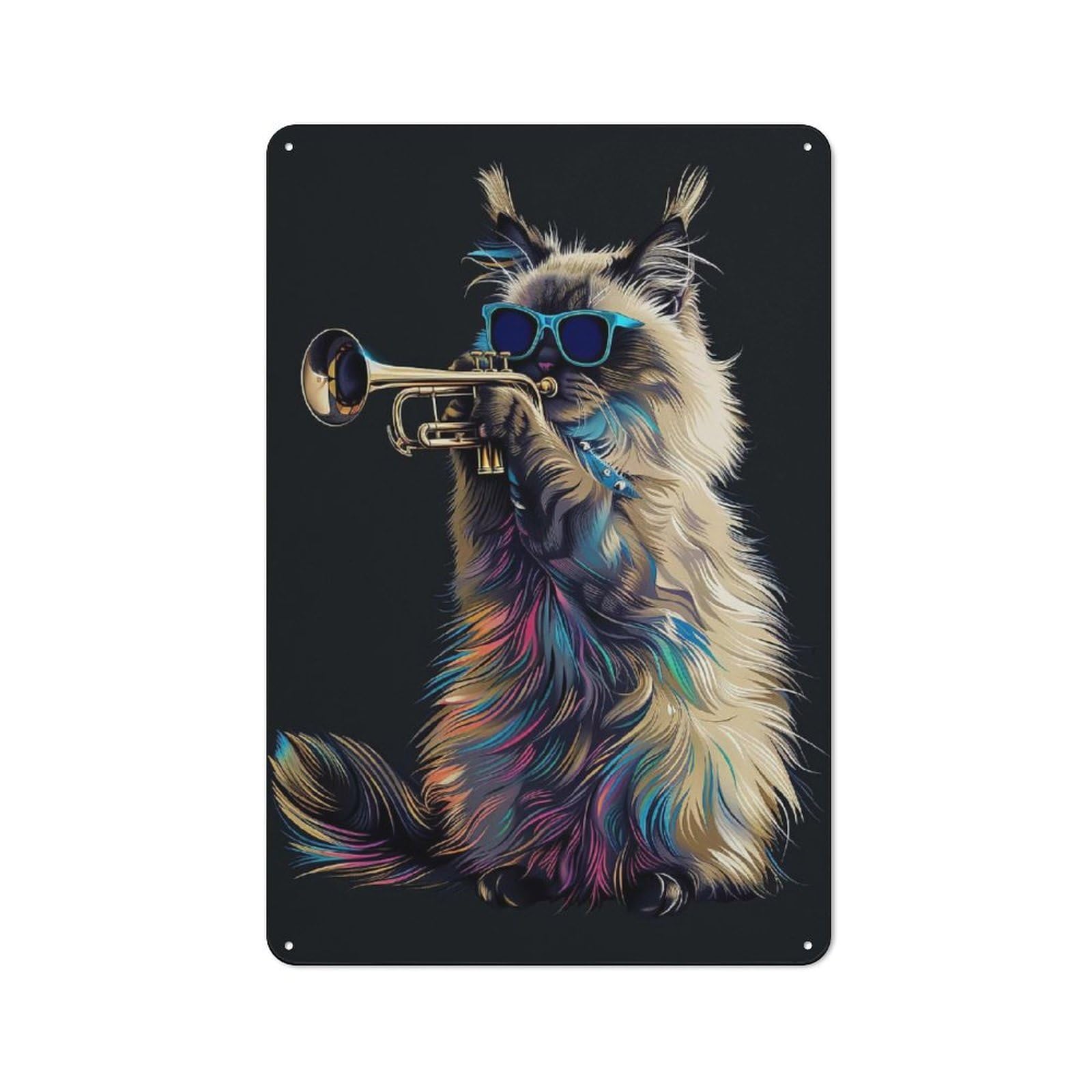 Junmoney Style Vintage Tin Sign 30X20cm With Birman Trumpet For Hallway Wall, For Home Interiors, Feature Walls And Decorative Displays